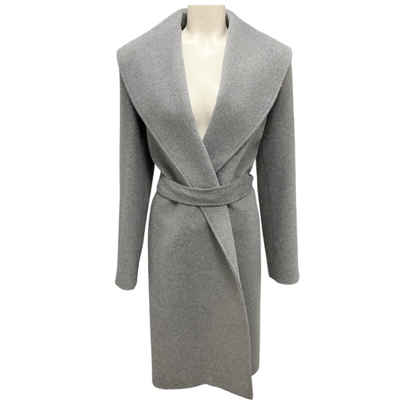 MALEJ GREY BELTED MID LENGTH WOOL COAT - Picture 1 of 4